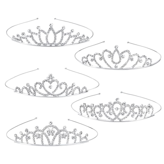 5 Style Rhinestone Princess Crowns 30 Pack Sparkly Rhinestone Silver Tiara