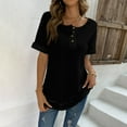 thumbnail image 3 of Short Sleeve Blouse Pure Color V Neckline Casual Fitted Short Sleeve Blouse for Lady Girl Summer Black L, 3 of 8