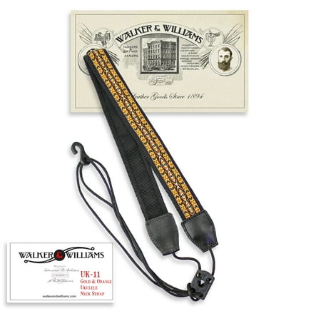 - Walker & Williams UK-11 Gold & Yellow Woven Cotton & Nylon Adjustable Ukulele Strap for Any Size Uke