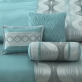 thumbnail image 6 of Lanco 7 Piece Blue Comforter Set, Queen Size Jacquard Bedding Set, All Season Geometric Patchwork Bedding Set, Matching Pillows , Shams , Bed Skirt, 6 of 9