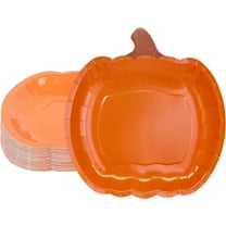 Hzzsbu 20-count Pumpkin Paper Plates, 9 Inch Fall Thanksgiving Harvest Dinner Plates for Autumn Party Catering Events