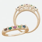Personalized Planet 14kt Gold over Sterling Silver Sisters Birthstone Bar Ring