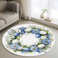 thumbnail image 2 of Round Area Rug 3ft, Watercolor Colorful Easter Egg Flower on White Non-Slip Non-Shedding Floor Mat, Spring Leaves Washable Sturdy Carpet for Living Room Bedroom Home Decor, 2 of 9
