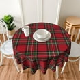 thumbnail image 6 of Checkered Christmas Tablecloth Round 60 Inch,Red Green Retro Plaid Table Cloth,Stain Resistance Polyester Winter Xmas Holiday Table Covers for Kitchen Dining,Small Tablecloth for Parties Picnic, 6 of 6
