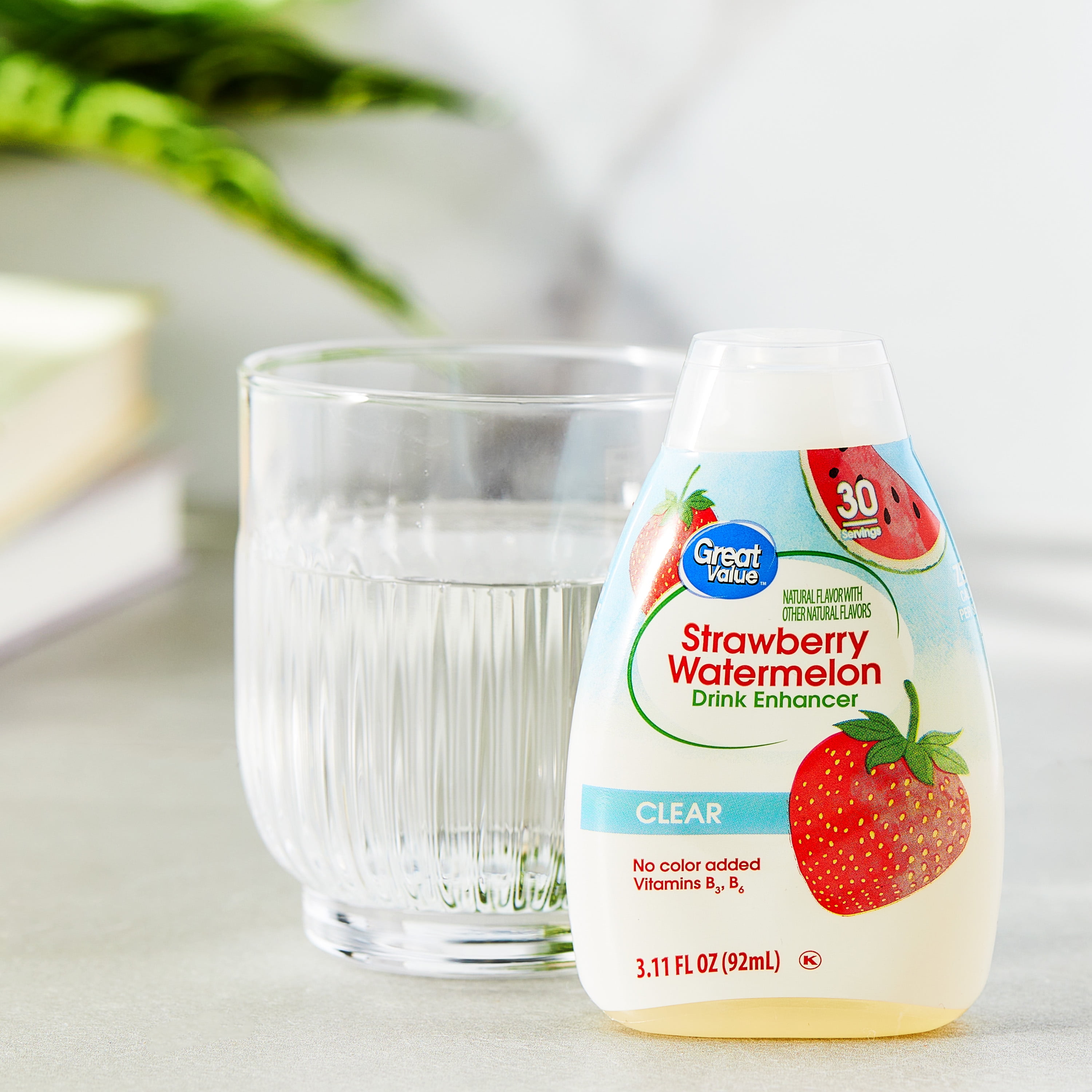 Great Value Strawberry Watermelon Clear Liquid Drink Enhancer, 3.1 fl oz Bottle