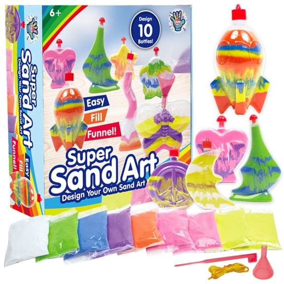 Toymingle Super Sand Art Kit - Design 10 Glow & Sparkle Bottles, Ages 6 