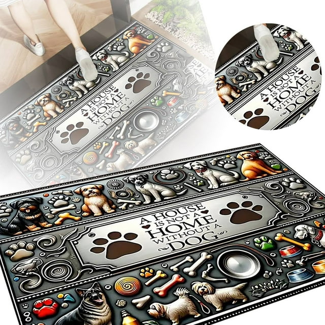 Modern 3D Floral Print Doormat Set High Absorbency Machine Washable Entryway Carpet And Bath Rug For Indoor