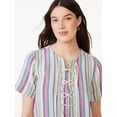 thumbnail image 4 of Free Assembly Women's Lace Up Mini Shift Dress with Short Sleeves, Sizes XS-XXXL, 4 of 6