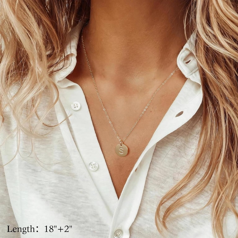 Initial Layered Necklaces for Women, 14K-Gold-Plated Coin  display picture 3
