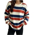 thumbnail image 6 of Tqcoqu Women's Striped Crew Neck Sweatshirt,Long Sleeve Drop Shoulder Loose Casual Pullover Top,2026 Trendy Clothes, 6 of 6