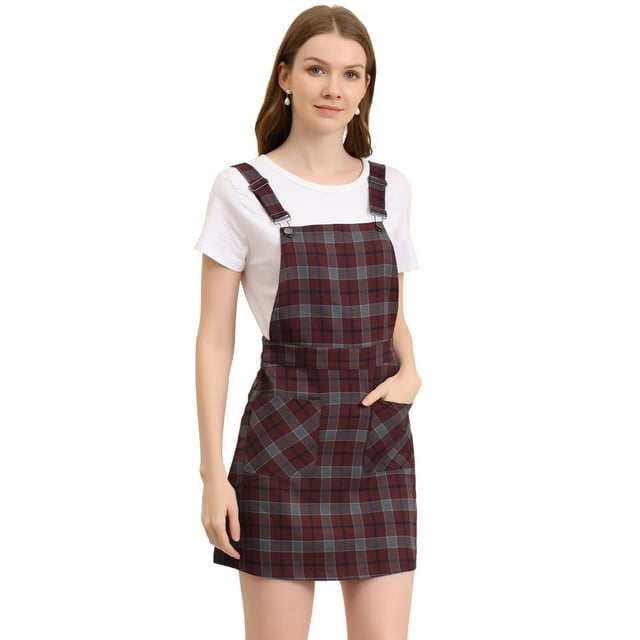 INSPIRE CHIC Robe à Bretelles au-Dessus du Genou Décontractée pour Femme à Bretelles Ajustables Rouge Vin TG