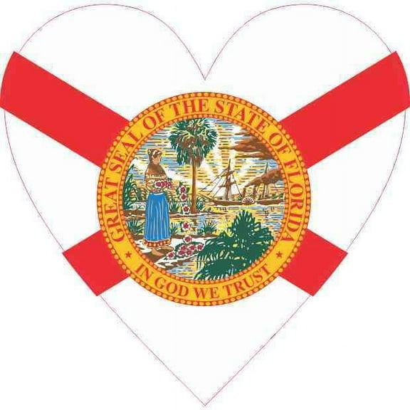 4in x 4in Florida Flag Heart Sticker Vinyl Cup Decal State Bumper Stickers