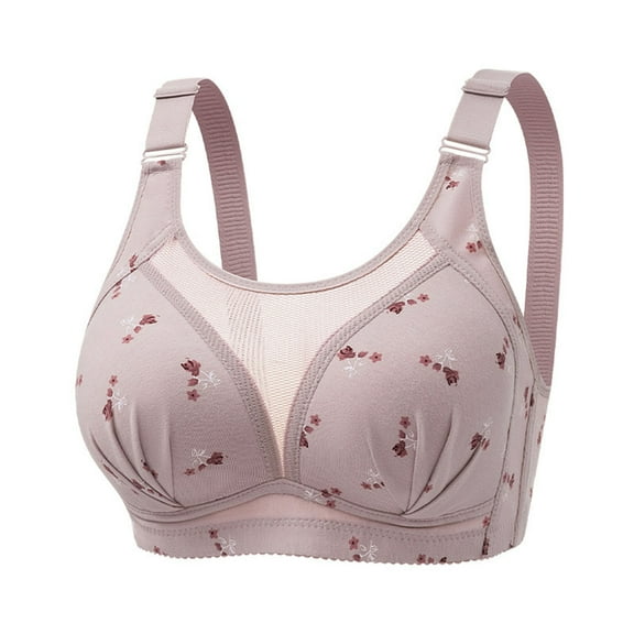 Loopsun Womens Bras Plus Size, Bras for Women, Women's Printed Back Buckle Lace Underwear Thin Daily Bra Gray XL