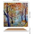 thumbnail image 2 of GZHJMY Square Drink Coasters 2 Pcs Beautiful Bright Painted Autumn Landscape Absorbent Ceramic Coffee Coasters for Drinks with Cork Base Housewarming Gift for Home Decor, 2 of 6