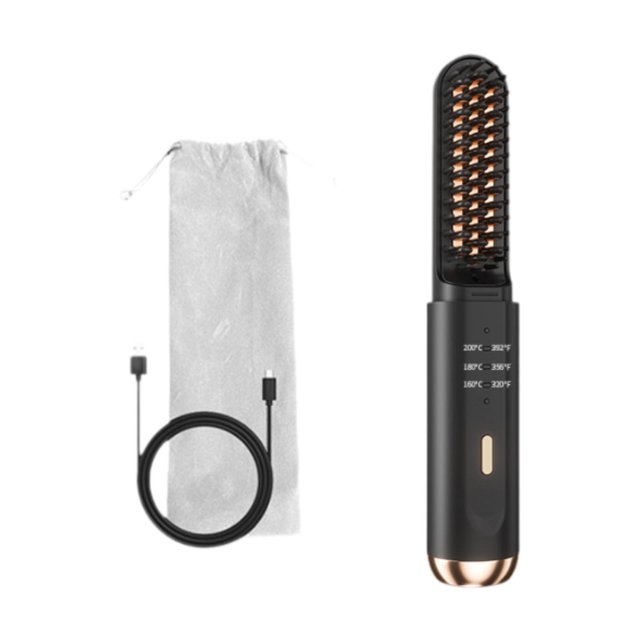 Cepillo Alisador de Pelo Inalámbrico, Cepillo Eléctrico para El Pelo, Regalo, Cepillo Alisador de Pelo Portátil, Mini, Antiescaldaduras, para Viajes Negro