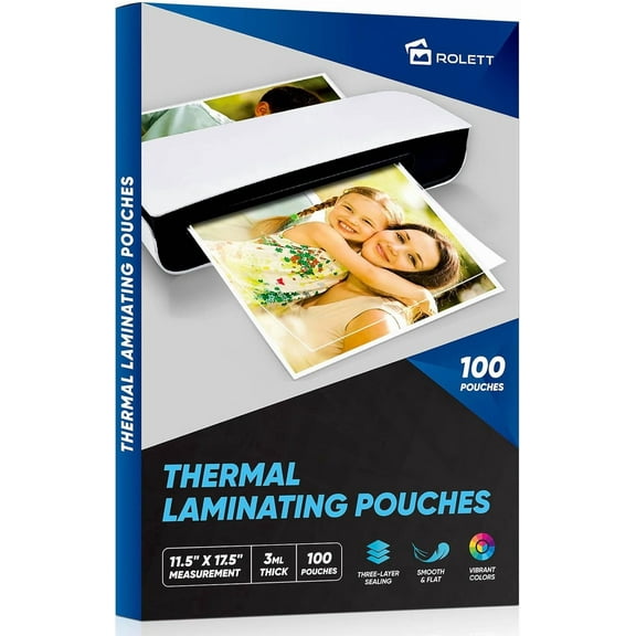 Laminating Sheets, 100 Pack Pouches Holds 11 x 17 Inch 3 Mil Laminate Sheets 11.5 17.5 for Laminator, Clear A3 Thermal with Round Corner