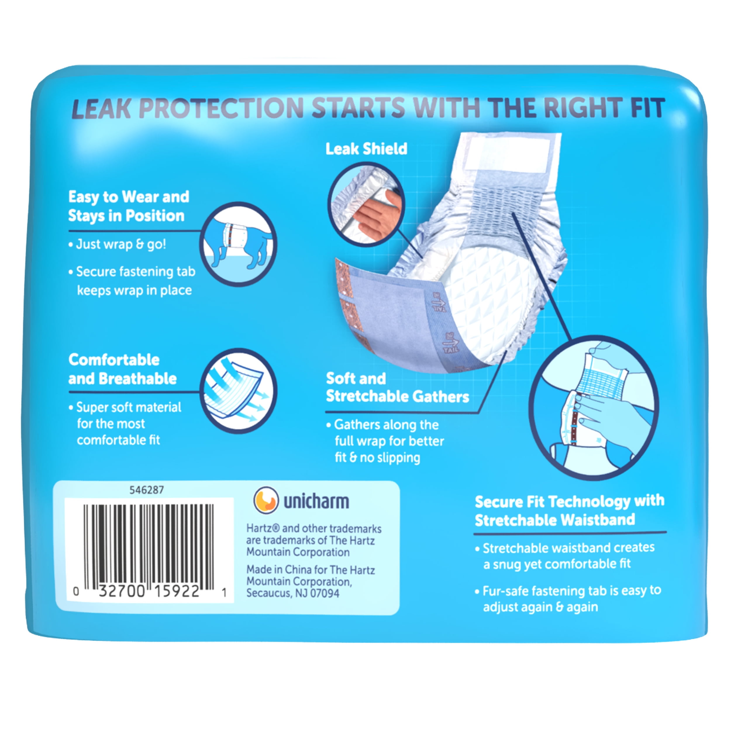 Hartz Comfitables Male Dog Wraps with Stretchy Waistband, XS 12 Count