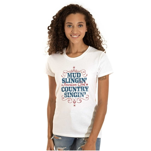 Country Singing Girly Americana Womens Slim Fit Graphic Tee Brisco Brands S