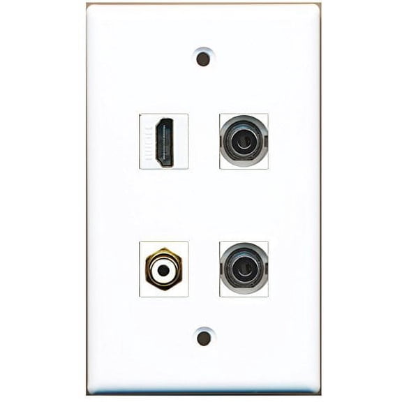 RiteAV - 1 Port HDMI 1 Port RCA White 2 Port 3.5mm Wall Plate