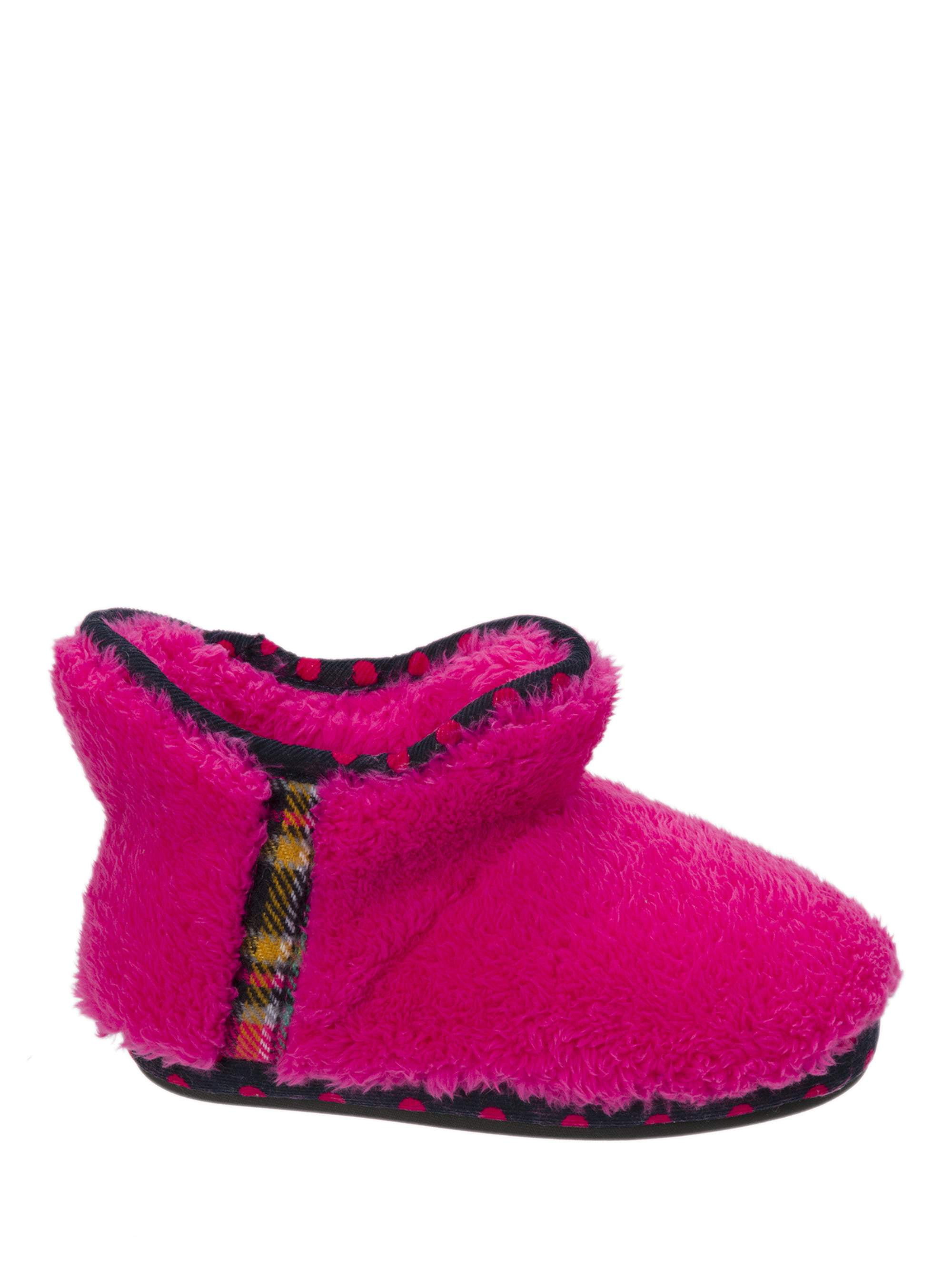 Girls Slippers PINK BLACK LEOPARD Faux Fur Trim SIZE S 11-12 M 13-1 L 2-3 XL 4-5