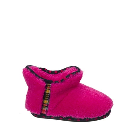 Dearfoams Girl's Pile Bootie w/Mixed Material Trim Slippers