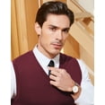 thumbnail image 6 of Kallspin Men's Vest Sweater Wool Blend Lightweight V Neck Sleeveless Pullover(Burgundy Red,X-Large), 6 of 10