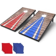4x2 ft Wooden LED Cornhole Game Set, Portable Outdoor Cornhole Boards with 8 Bean Bags for Backyard Beach Camping Parties Family Games