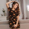 thumbnail image 3 of Picia Halloween With Pumpkins Pattern Women’s Nightdress – Casual Short-sleeved Loose-Fit Sleepwear, Soft Cotton Short-Sleeve Sleep Shirt for Relaxation & Comfort, 3 of 6