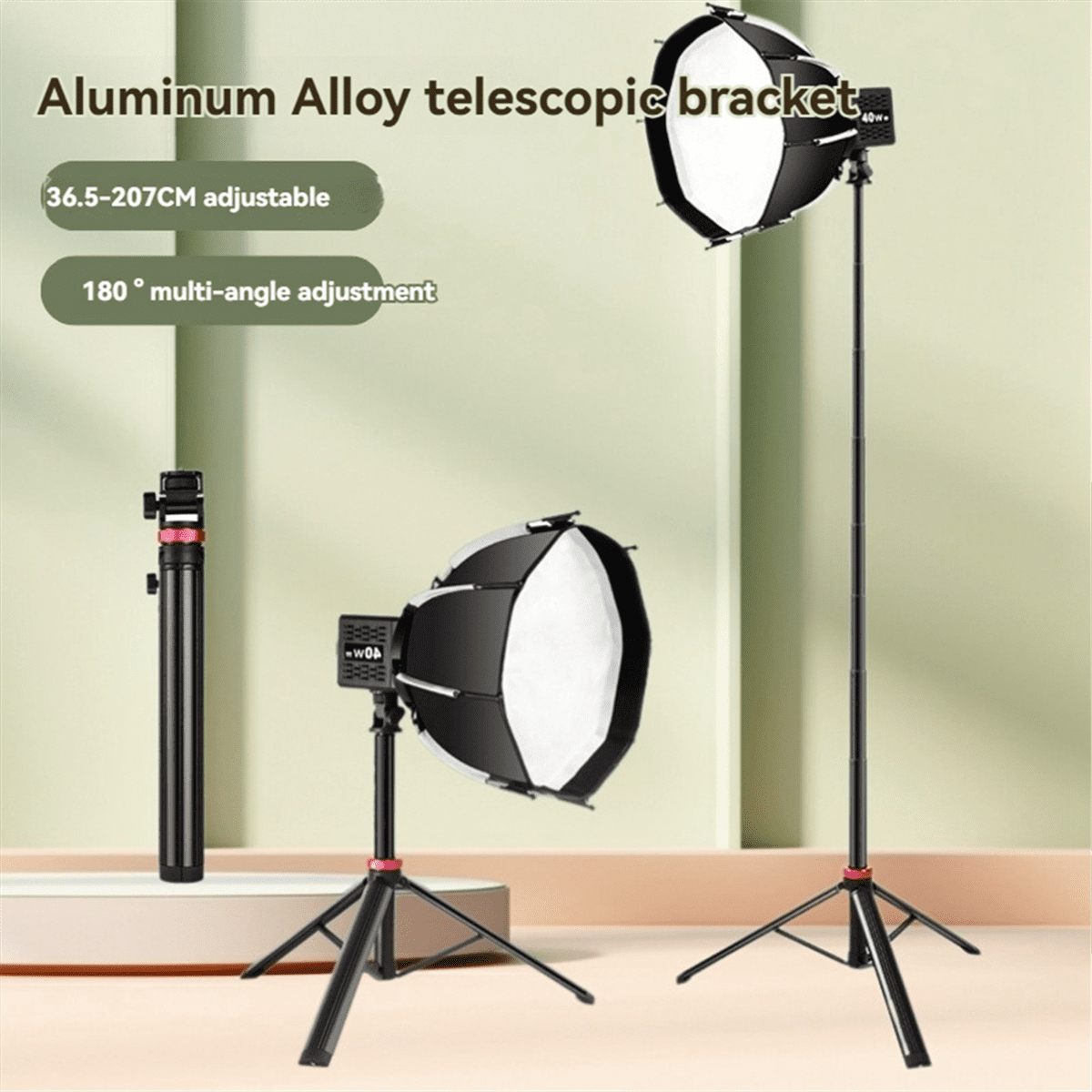 Extendable Tripod Portable Adjustable Light Stand with 1/4 Screws Camera Phone Tripod for Traveling