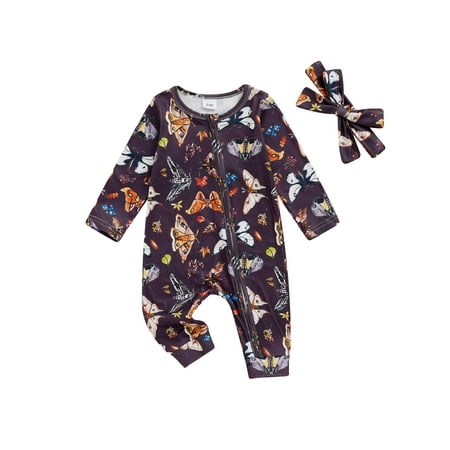 

CocMouse Baby Girls Romper Fashion Zipper Long Sleeve Jumpsuits and Headband