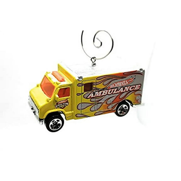 Christmas Ornament for Ambulance Yellow with Flames