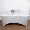 thumbnail image 4 of BalsaCircle 6 Feet White Fitted Spandex Rectangular Table Top Cover Trade Show Booth Linens, 4 of 8