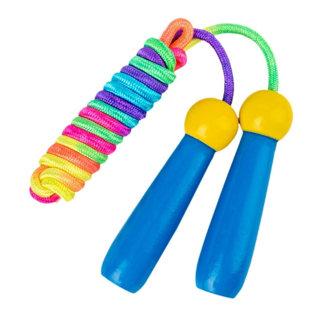 Cuerda de saltar colorida para niños con mango de madera para deportes al aire libre de niñas y niños. Azul oscuro