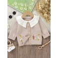 thumbnail image 5 of Baby Toddler Girl Sweater Cardigan 6 9 12 18 24 Months 2T 3T Rooster Embroidery Doll Collar Long Sleeve Button Down Tops for Fall Winter, 5 of 9