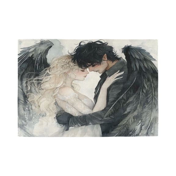 Qxltty Angel Devil Placemats Set of 1 Heat Resistant Non-Slip Place mat for Dining Table Washable Durable Polyester Woven Table Decorations