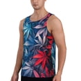 thumbnail image 2 of KLL Red And Blue Leaves Print Men's Muscle Gym Workout Stringer Tank Tops Bodybuilding Fitness T-Shirts Tank Tops Men-4X-Large, 2 of 7