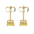 thumbnail image 4 of 1.5 Ct Princess Cut Studs Yellow Crystal 18K Yellow Solid Gold Everyday Dainty Earrings Push Back, 4 of 7