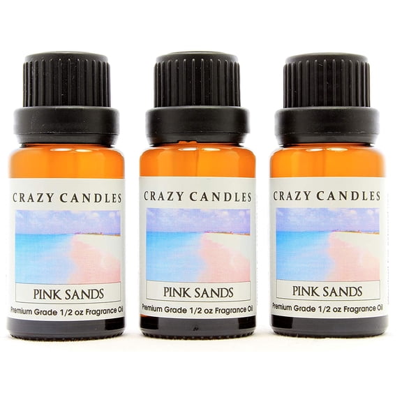 Crazy Candles Pink Sands (Type) 3 Bottles 1/2 Fl Oz Each (15ml) Premium Grade Scented Fragrance Oil (Made in USA)