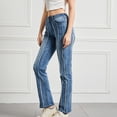thumbnail image 5 of Sngxgn Womens Mid Waist Bell Bottom Stretchy Flare Jeans Pants(Blue,L), 5 of 8