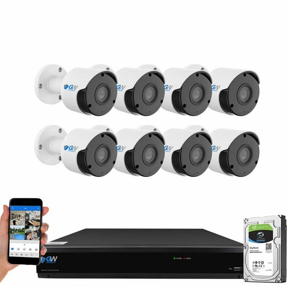 GW Security 8MP Security Camera System Outdoor with AI Face/Human/Vehicle Detection, 8 Channel 4K DVR and 8 x 3840TVL 8MP Microphone Home CCTV Cameras, Smart AI Alert & Playback, 2TB Hard Drive