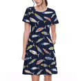 thumbnail image 1 of Honeii Robe à Manches Courtes pour Femmes, Robe Décontractée Confortable, Mélange de Polyester Spandex Doux, Tenue Quotidienne Élégante pour l'Été, Parfaite pour les Voyages et les Vacances, 1 of 6