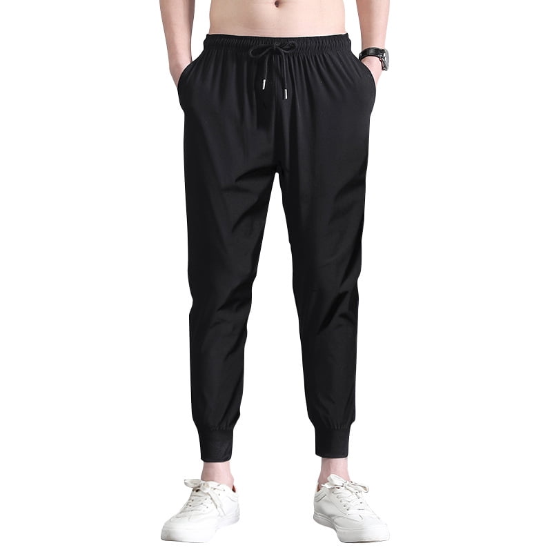 Men's Slim Fit Solid Color Casual Pants Thin Fashion Viscose Fiber ...