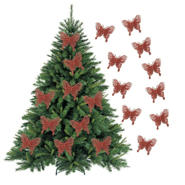 Paquete de 10 Adornos de Mariposas Brillantes para Árbol de Navidad, Guirnaldas, Decoraciones de Boda, Coronas, Cajas de Regalo y Decoraciones para Fiestas.