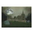 thumbnail image 1 of Gothic Cutting Board, Old Village and Graves with Medieval Castle and Full Moon Birds Fog Horror Art, Decorative Tempered Glass Cutting and Serving Board, Large Size, Beige Green, by Ambesonne, 1 of 1