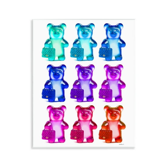 Stupell Industries Bright Hued Bears & Bags Fashion Painting Unframed Art Print Wall Art, 11 x 14