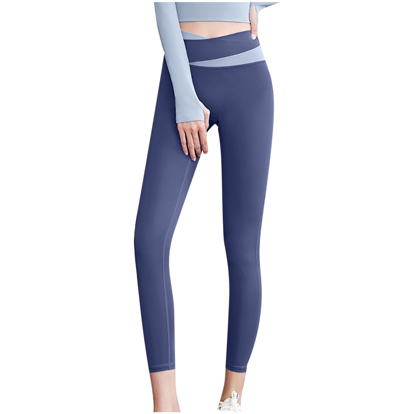 Edvintorg Yoga Pants Clearance Fashion Patchwork Color Crossover High Waist Hip Lift Sport Leggings Quick-dry Gym Fitness Workout Tights Blue XL - Walmart.com