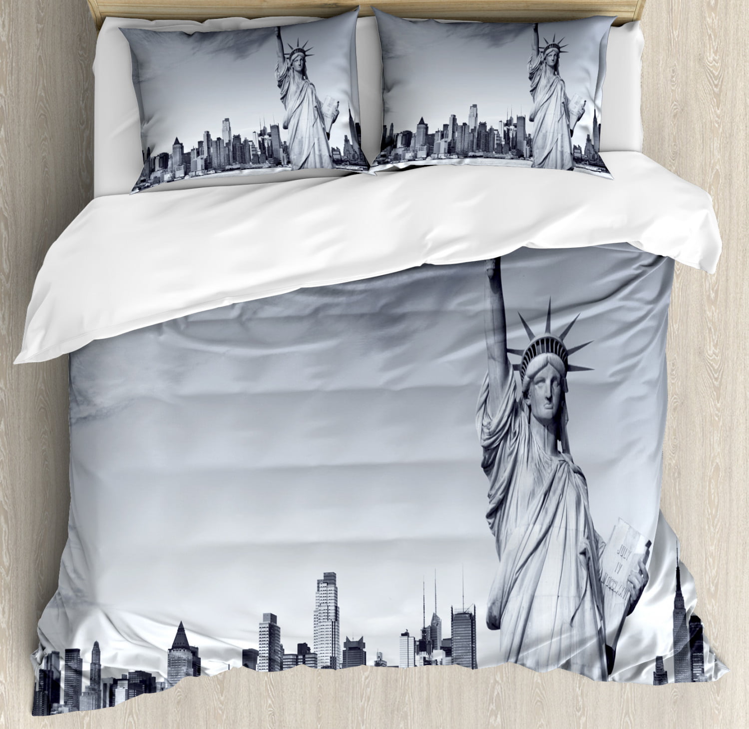 Bedding New York Black Grey King Size Bed Size Duvet Cover Set