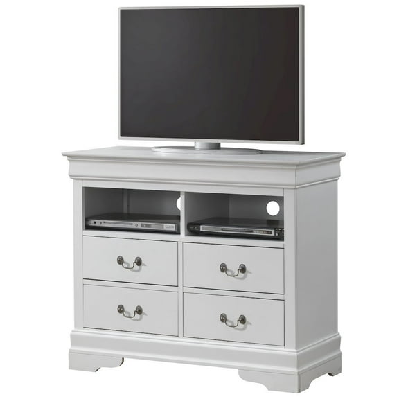 Glory Furniture Louis Phillipe Media Chest in White Color