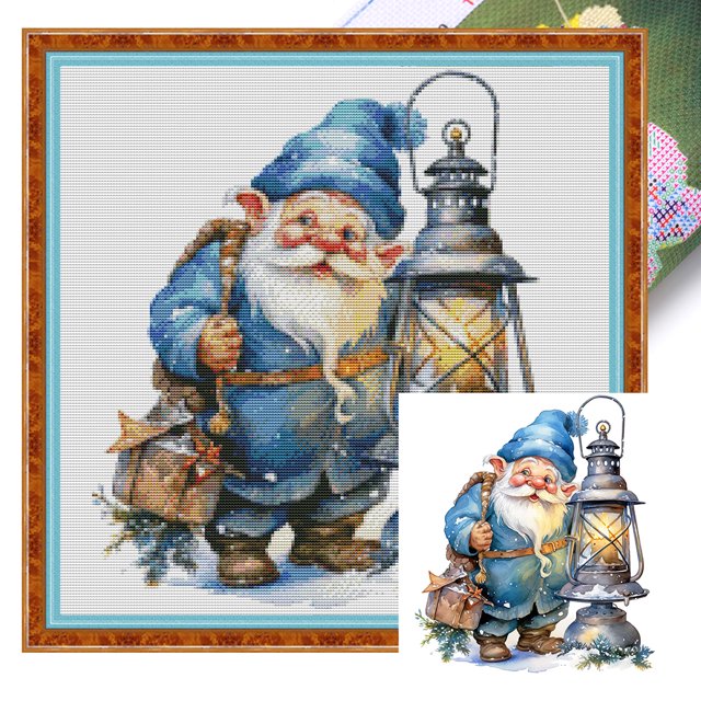 Hilo Algodón Ecológico Bordado Punto Cruz Papá Noel 11CT 50x50cm Azul