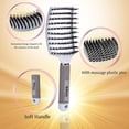 thumbnail image 3 of Curved Vented Boar Bristle Styling Hair Brush, Single White Brush Anti-static Detangler, Thick, Fine, or Curly Hair, Wet or Dry Use, Fast Blow Drying, Use on Long or Short Hair. Single White Brush, 3 of 8